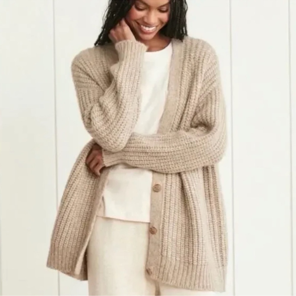 Jenni Kayne Alpaca Blend Cocoon Beige Knit Cardigan Sweater